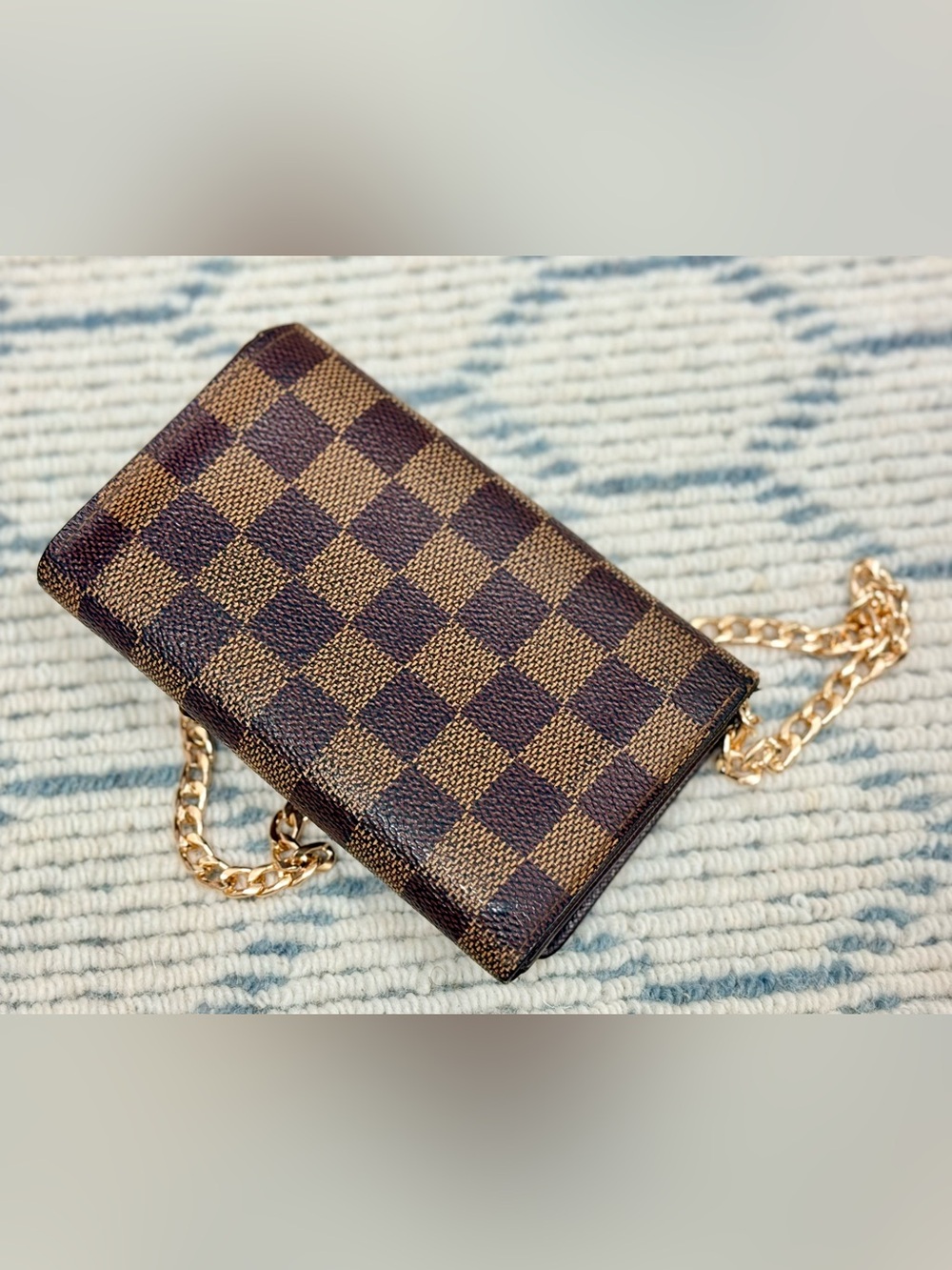 LOUIS VUITTON Vintage Y2K Damier Ebene Monogram Canvas Wallet W/ Crossbody - Picture 9 of 16